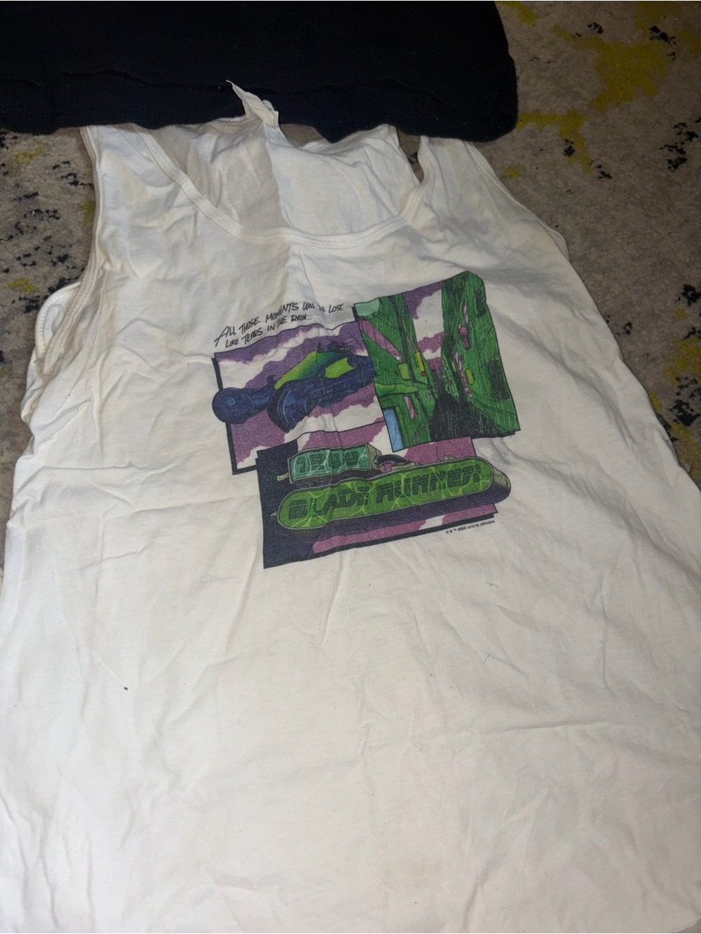 Port and Company White Tank Top with Green & Purple Graphic